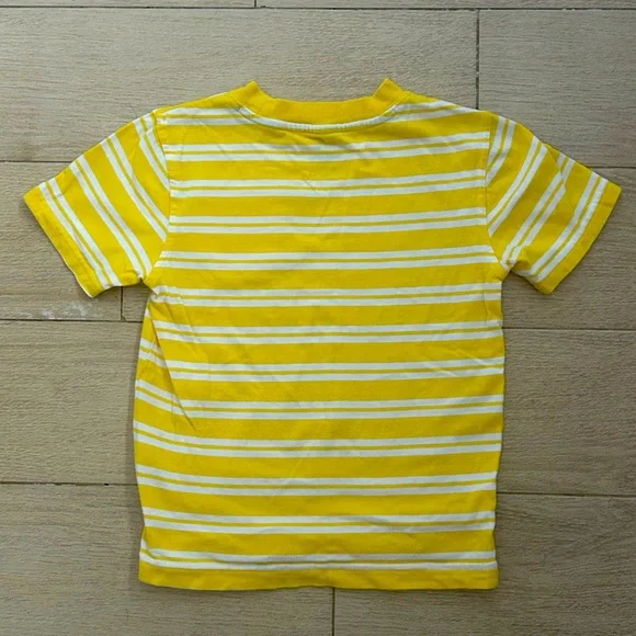 Gymboree Vibrant Yellow and White Striped Short Sleeve Tee with Pocket Boys Sz 6 - Picture 2 of 7